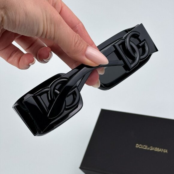 D&G DG6197 501/87 BRAND NEW Sunglasses Black Dark Grey Rectangle Unisex - Picture 3 of 12